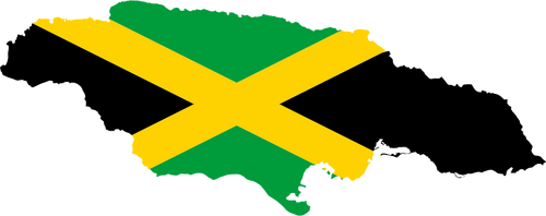 플래그와 함께 자메이카의 지도