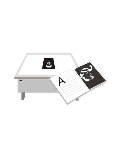 Desk and book next to it vector graphics