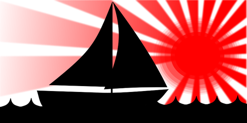 Sailboat Under Red Sun Vector