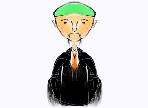 Vektor illustration av grön-haired gubben