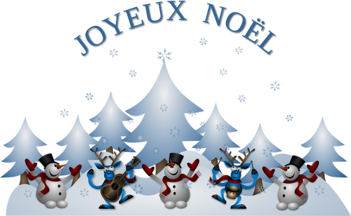 Vector Illustrasjon av Merry Christmas card i fransk