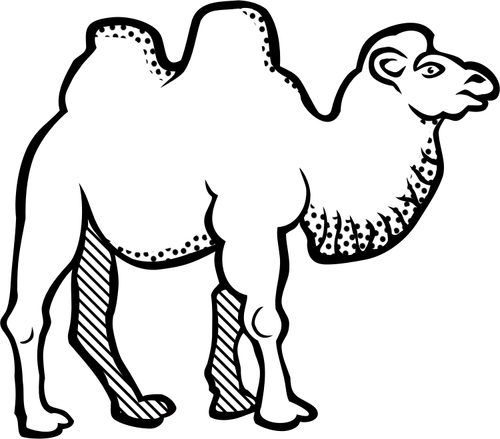Piirros kamelin täplikäs kurkun viivataidetta