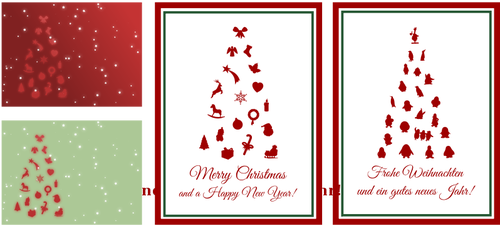 英語とドイツ語のクリスマス カードのセットのベクトル画像
