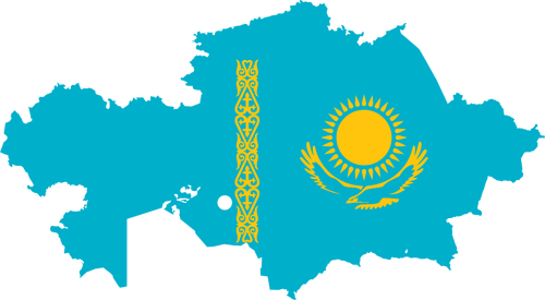 카자흐스탄 국기 및 지도