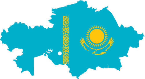 Kazakstanin lippu ja kartta