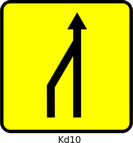 Vector clip art of left lane reduction roadsign in France