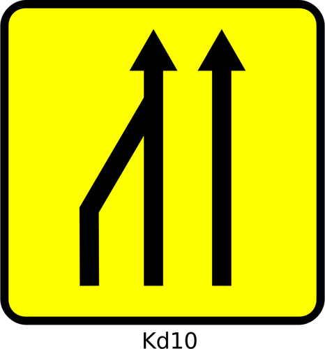 Vector illustration of far left lane reduction roadsign in France