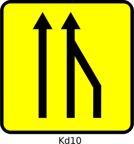 Vetor de desenho de extrema-direita lane redução sinal de estrada na França