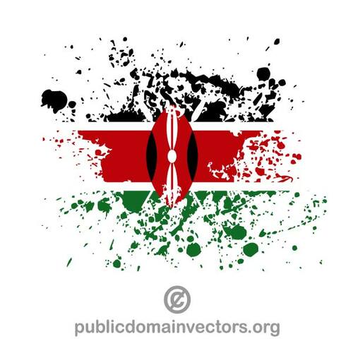 Flag of Kenya inside ink splatter shape