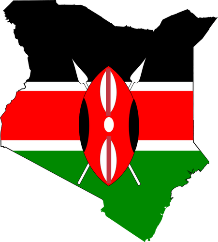 Kenya map and flag