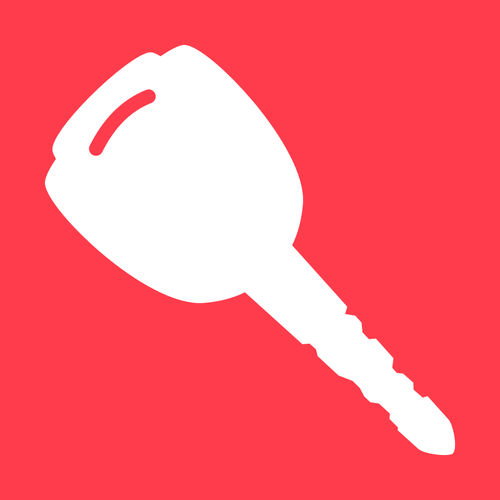 Rysunek z logo klucz do drzwi czerwony i biały samochód wektor