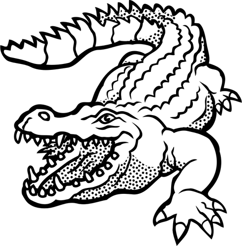 Vector drawing of spotty crocodile line art