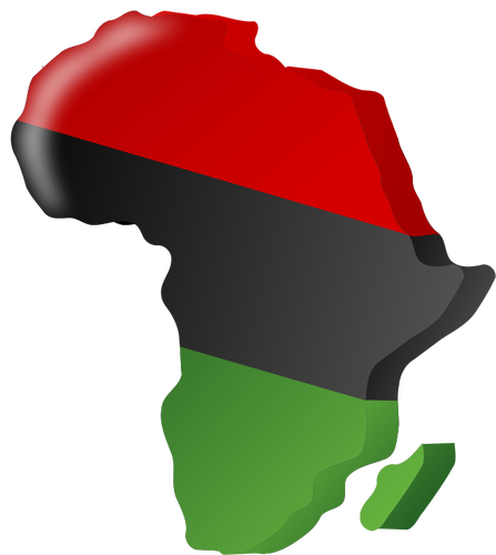 Gambian flag in shape of Africa vector clip art