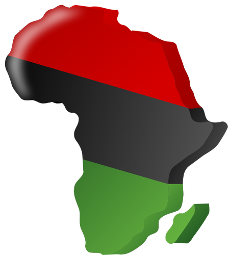 Gambian flag in shape of Africa vector clip art