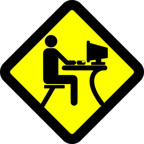 Tietokoneen käyttäjän keltainen merkki