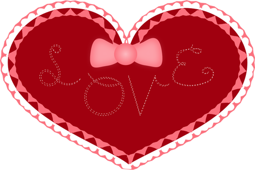 Valentines Day heart with lace and love stitched on it vector image
