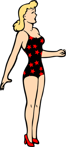 فتاة في ملابس السباحة المرصعة بالنجوم