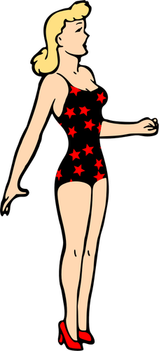 Girl in starry swimsuit