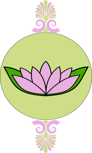 פרח הלוטוס במסגרת ירוק עגול