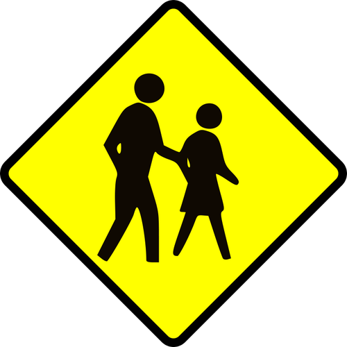 Взрослых, пересекающих знак осторожно векторное изображение