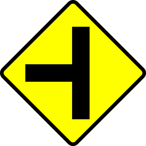 Т-образный перекресток осторожно знак векторное изображение