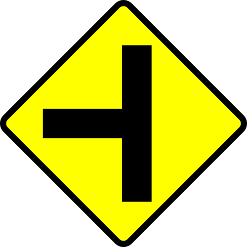 T-junction caution sign vector image