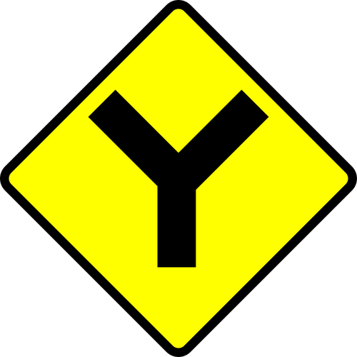 Y-vägskylt försiktighet vektor illustration