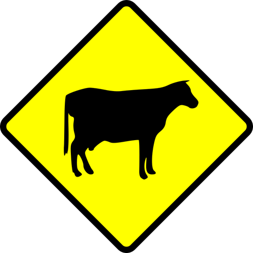 Krávy přes symbol varování vektorový obrázek