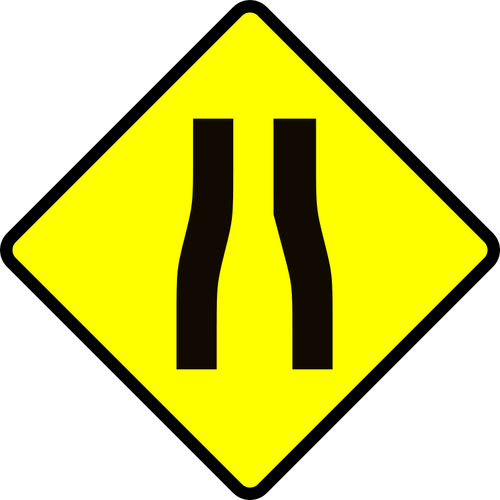 Road narrows caution sign vector image