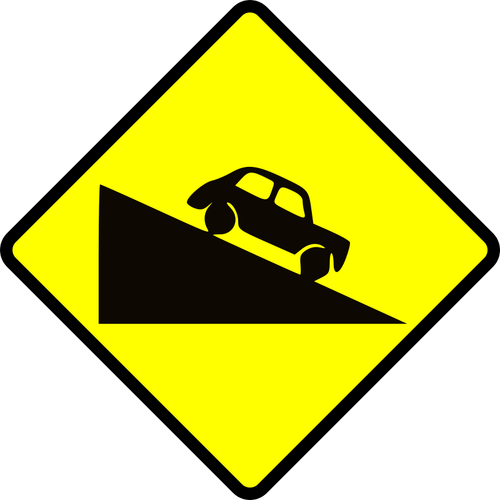 Steep hill up caution sign vector image