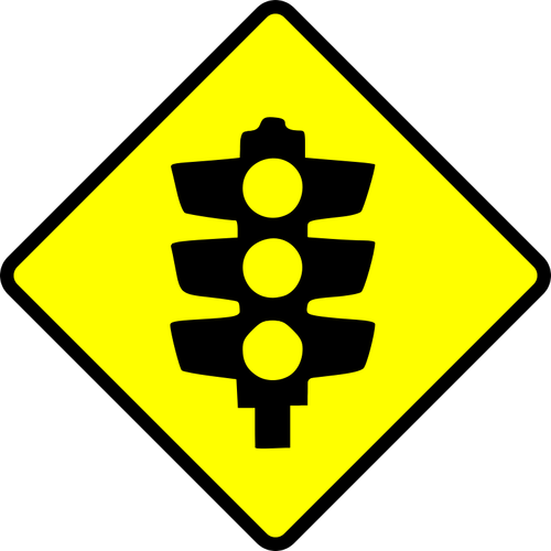 Traffic lights caution sign vector image