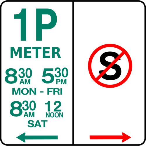 Estacionamento e nenhuma imagem de vetor em pé tráfego roadsign