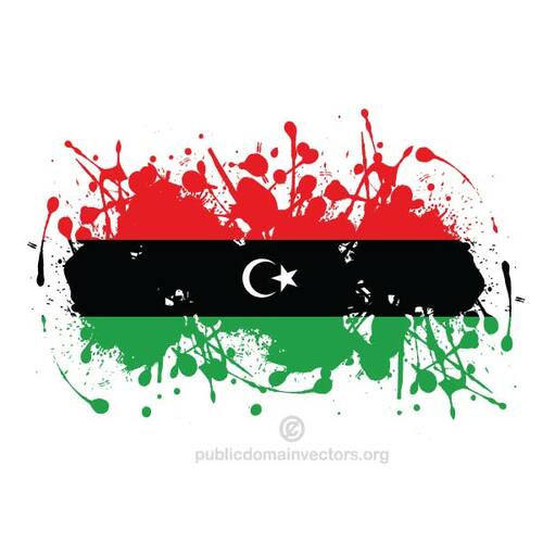 在墨水飞溅的利比亚国旗