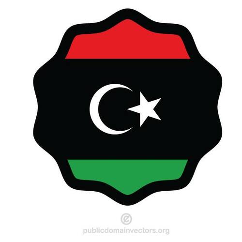 علم ليبيا داخل ملصق دائري