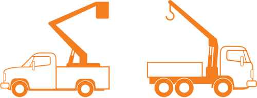 Lift and crane trucks vector drawing