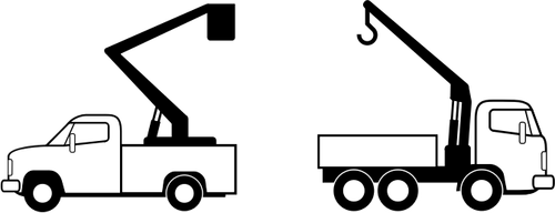 Vector drawing of street repair trucks