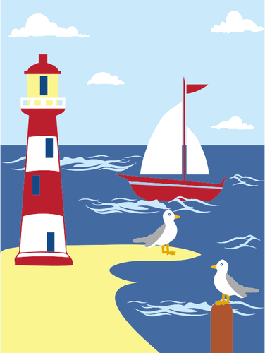 Lighthouse seaside scene