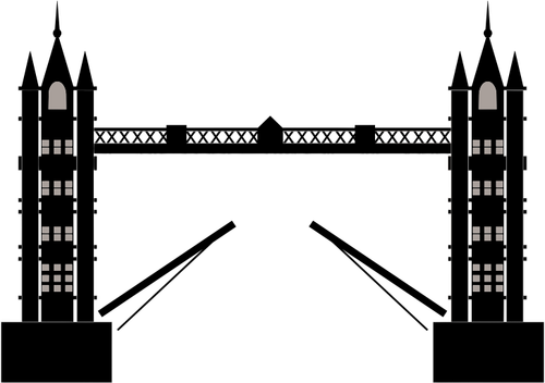 London Tower Bridge yksinkertaisessa mustavalkoisessa kuvassa