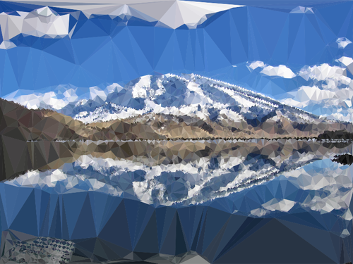 Lacul montan reflecţie-low poly