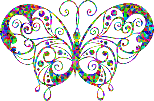 Silhueta de borboleta floreio prismáticos