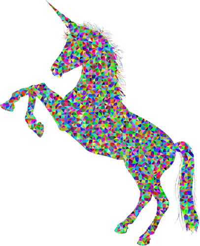 Prismatic unicorn silhouette
