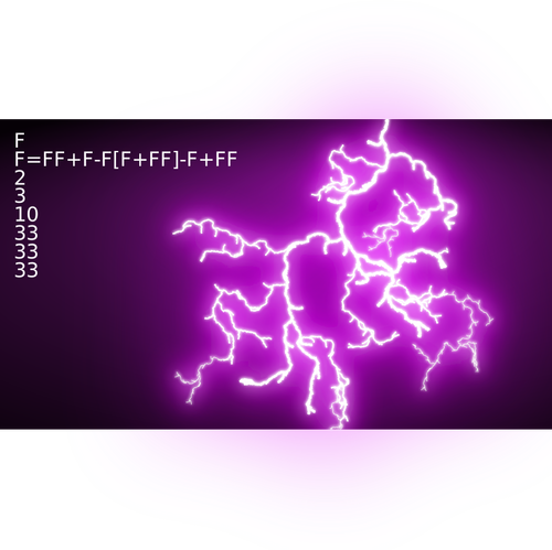 数式とピンクの雷のベクトル描画