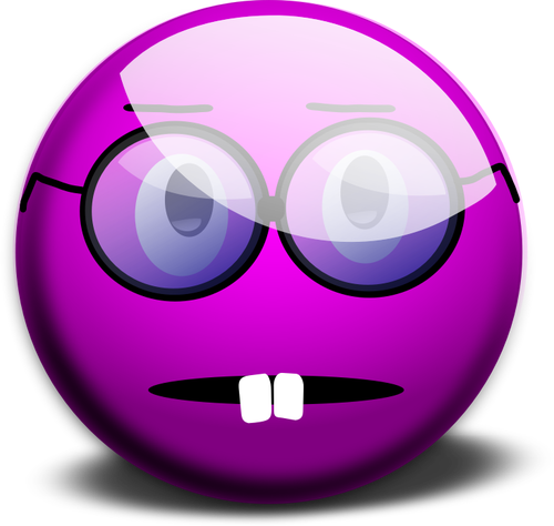 Desenho do roxo nerd smiley vetorial