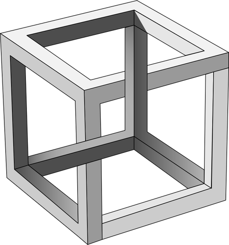 MC Eschers imkansız küp gri tonlamalı vektör küçük resim