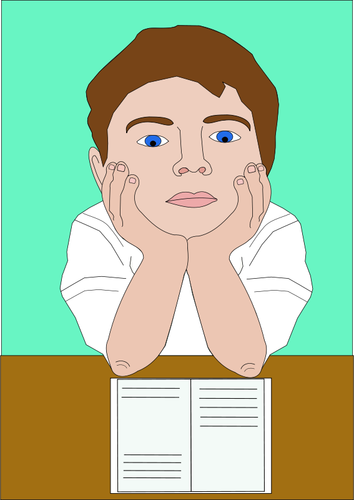 Vector illustration of a boy reading