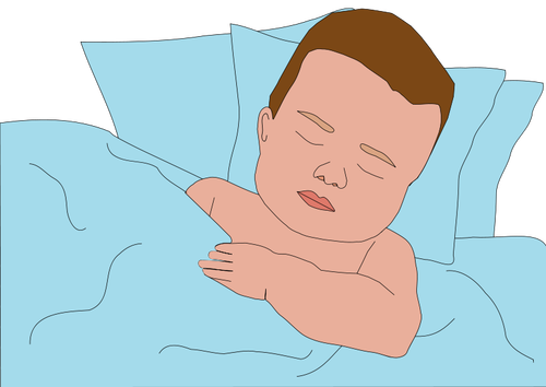 Image vectorielle du garçon dans son lit
