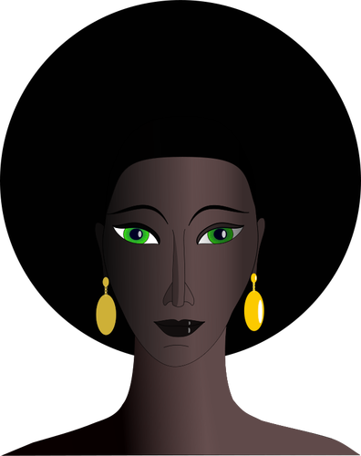 Gambar hitam wanita dengan mata hijau vektor