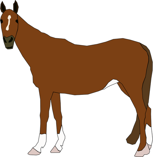 Ilustración vectorial de pie caballo marrón
