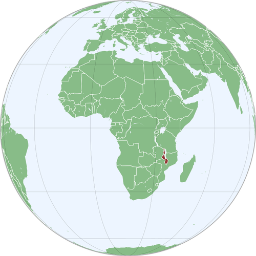 Map of Malawi in Africa