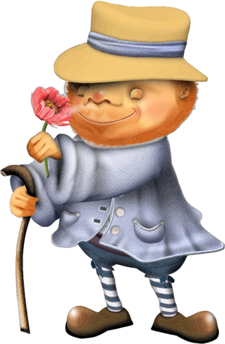 Muž čichání květ